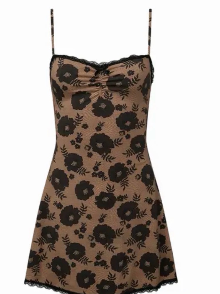 Weworewhat Pink And Black Floral Slip Dress